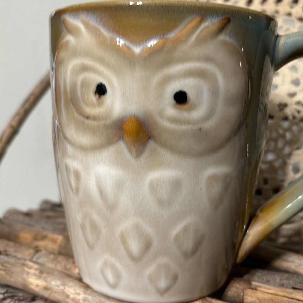 PRE OWNED GIBSON OWL COFFEE MUG EMBOSSED/TEXTURED CERAMIC - Picture 10 of 13